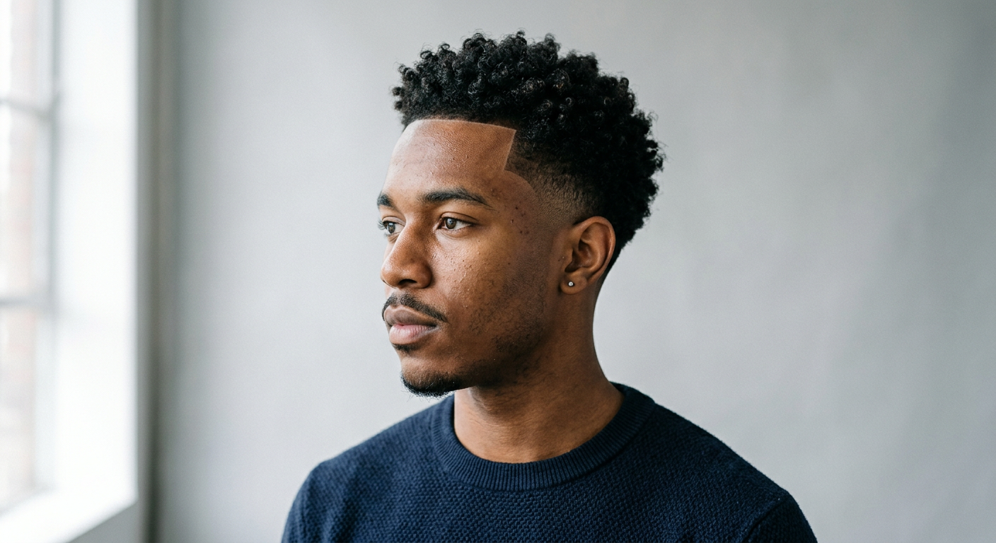 Generated picture of a man with a taper fade and curly top