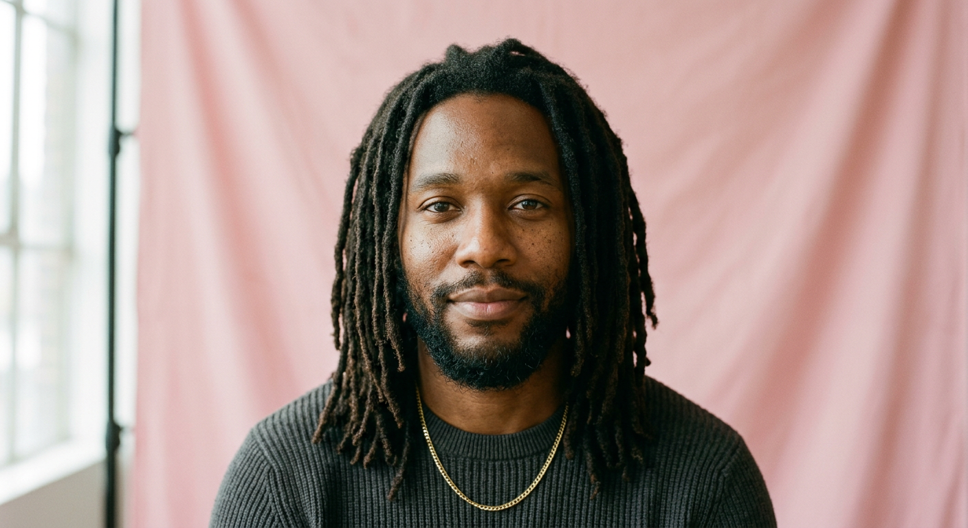 Generated picture of a man with shoulder-length locs